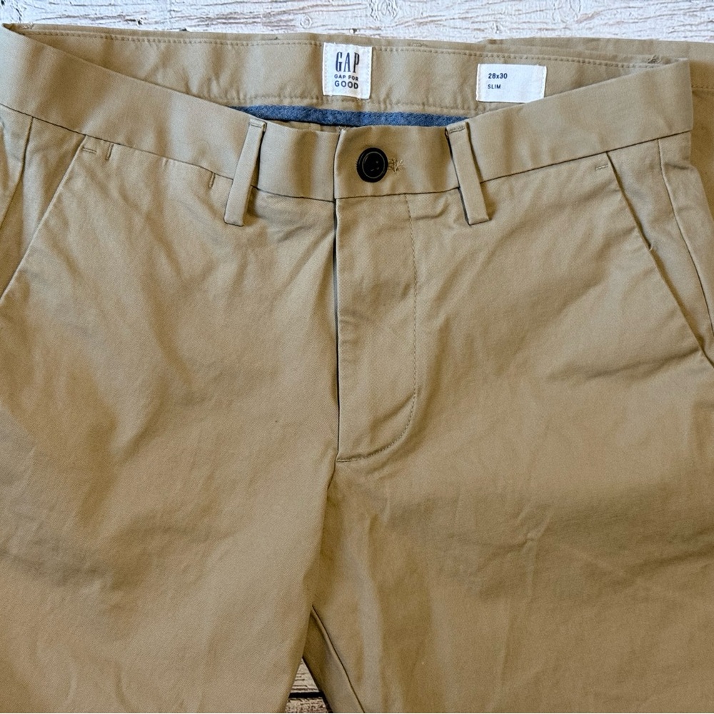 GAP Tan Chinos Classic Straight-Leg Slim Pants